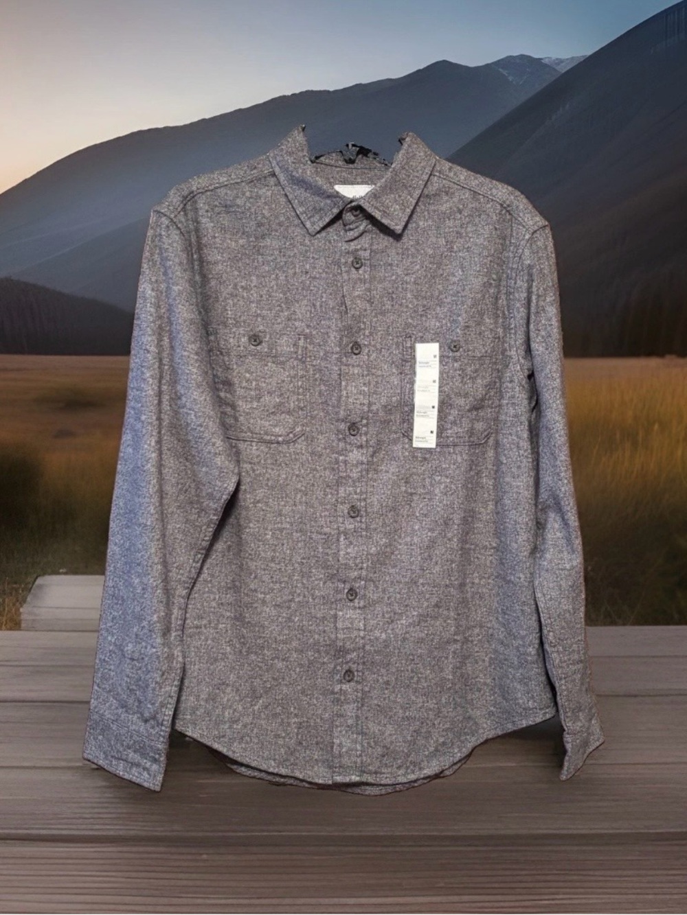 Goodfellow & Co Gray Flamnel Button Up Long Sleeve Shirt. Size M